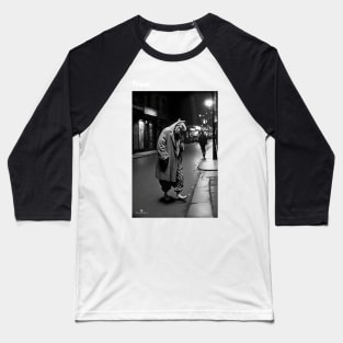 Trust the Scary Clown in the Street: Eerie Black and White Photography Design Baseball T-Shirt